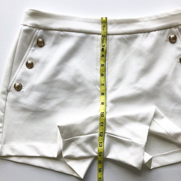 RACHEL ZOE White Sailor Gold Button Pull On Shorts Womens 12 - Picture 8 of 8